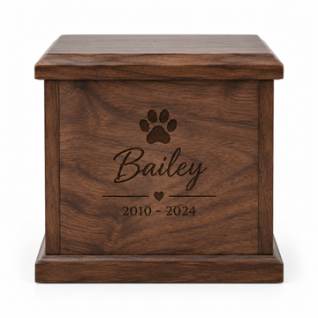 Personalized pet memorial urn and keepsakes