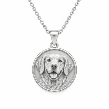 Personalized pet portrait necklace in sterling silver