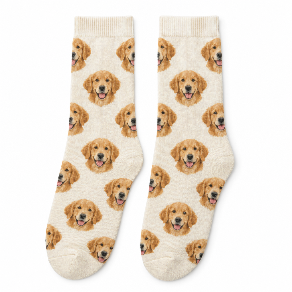 Custom pet face socks printed with your pet photo