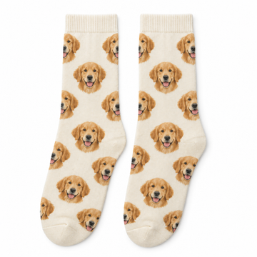 Custom pet face socks printed with your pet photo