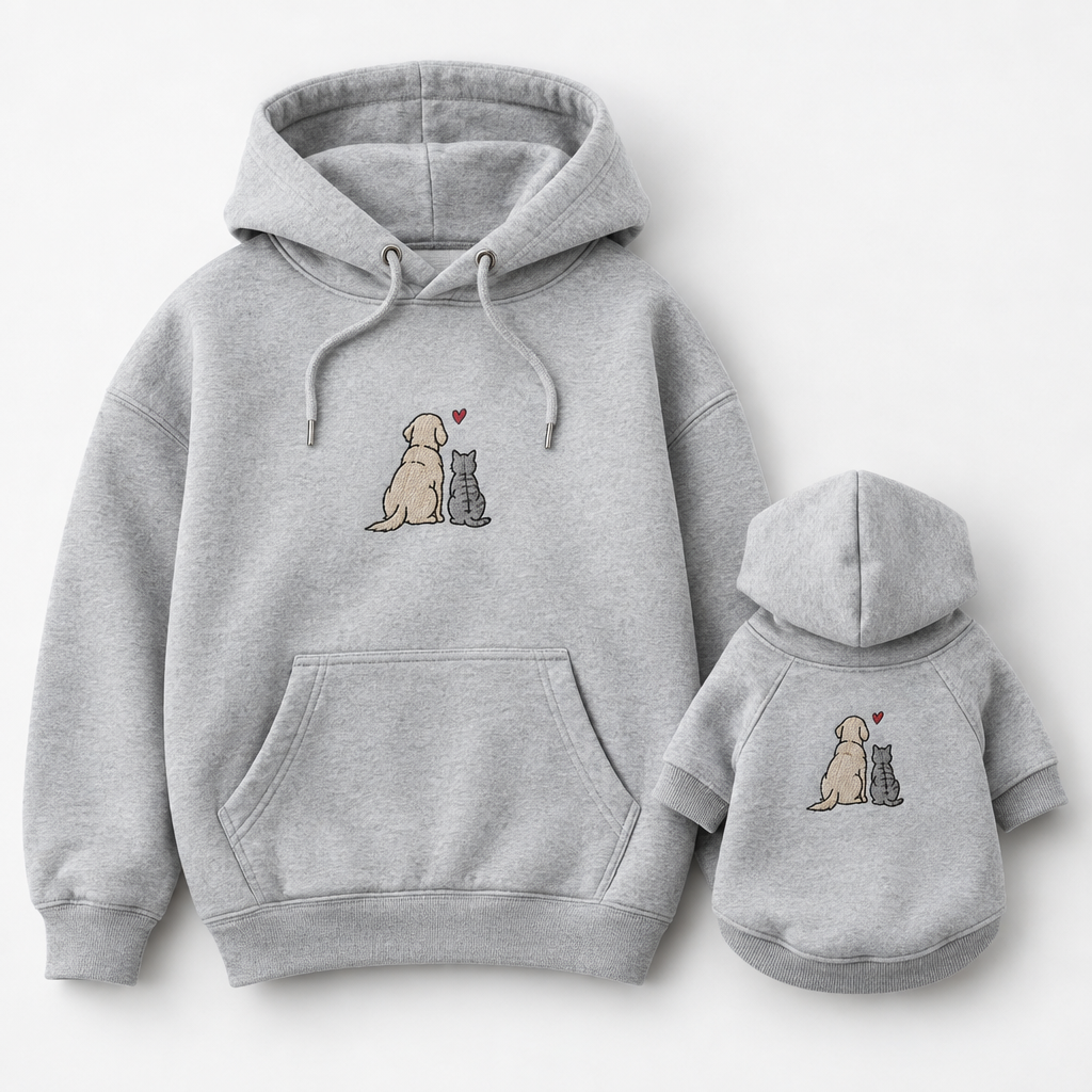 Matching owner and pet embroidered set with pet portrait — view 3