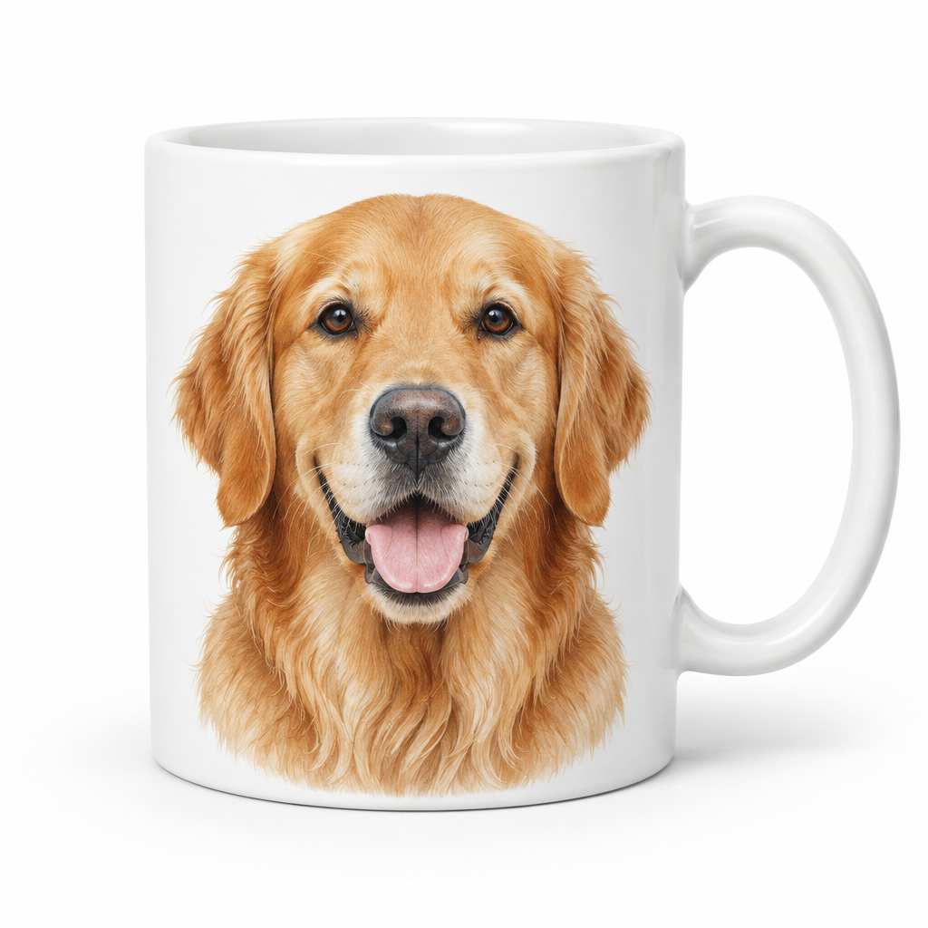 Close-up of the pet illustration on the mug