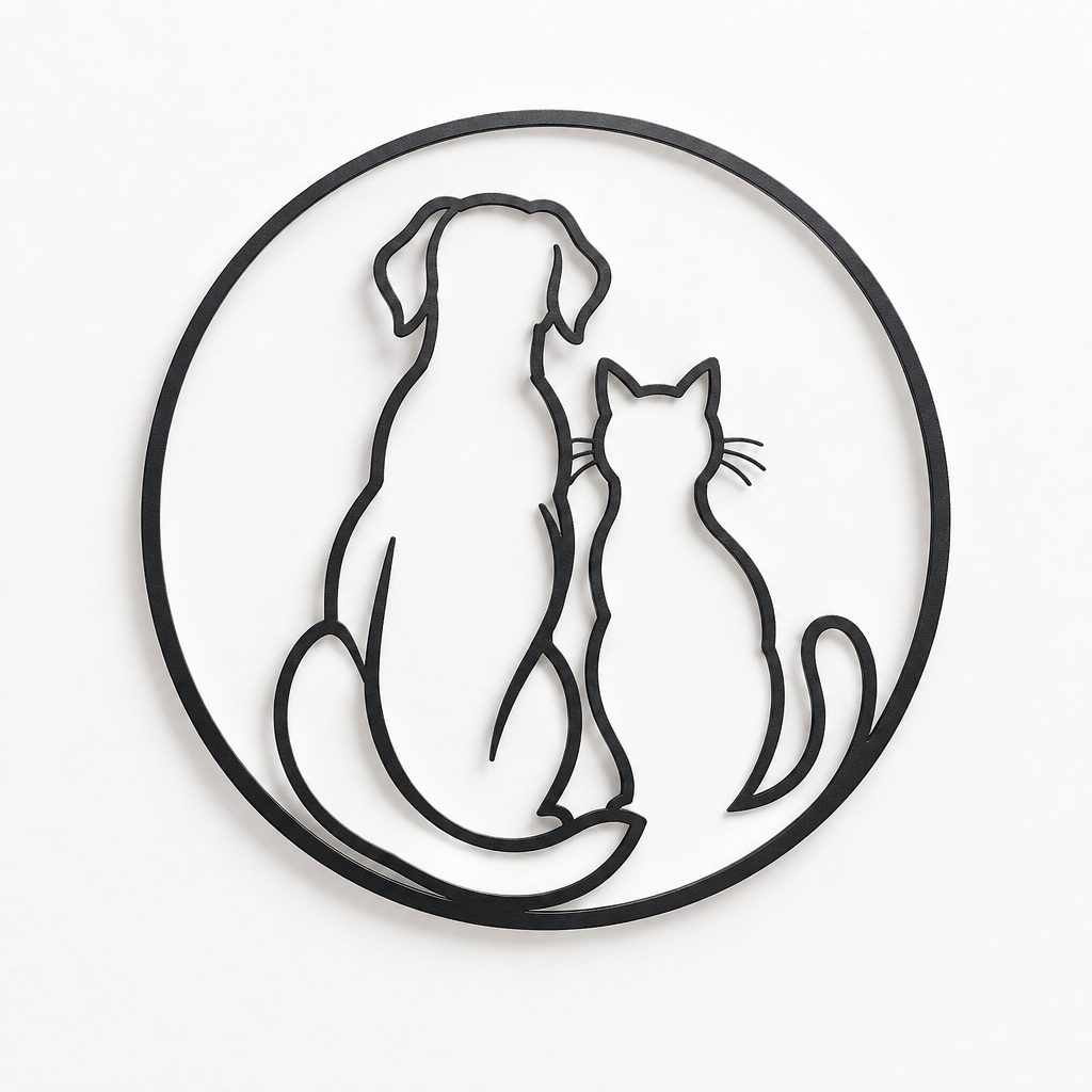 One-line metal pet portrait wall art, laser cut from steel — view 3