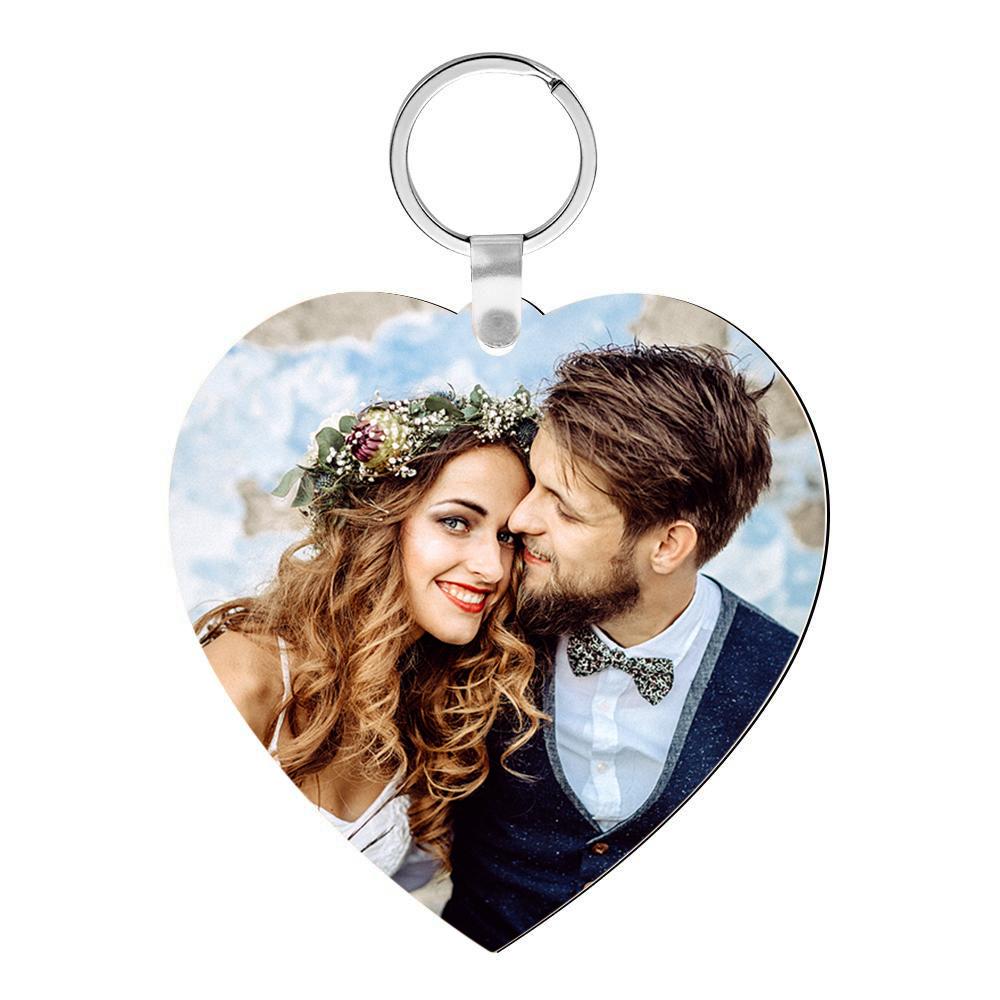 Custom Photo Engraved Keychain Heart Shaped Personalised Calendar Keyring Gift For Lover