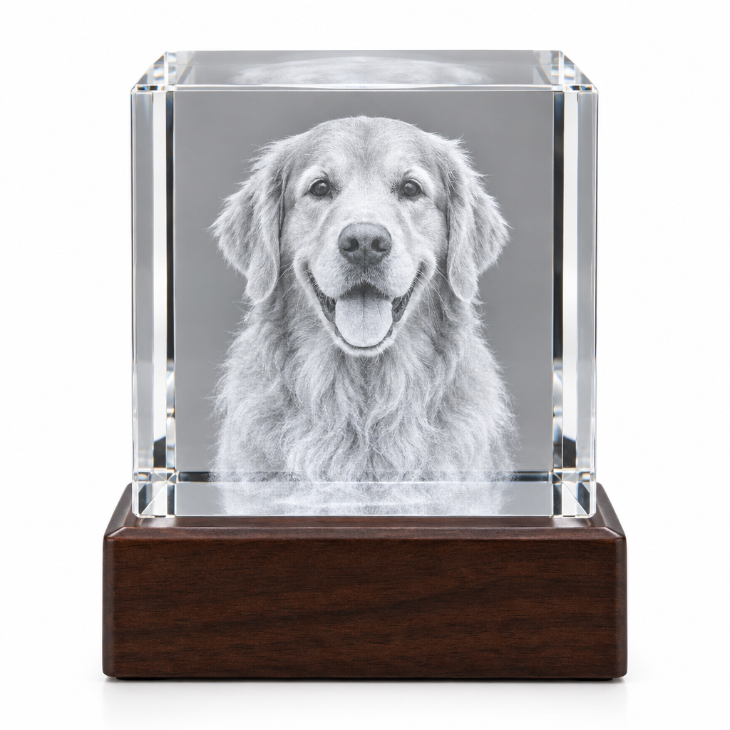 Crystal Cube Golden Retriever - Dark Base
