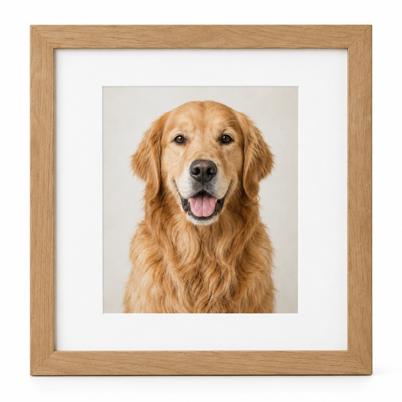 Framed gallery pet portrait printed on archival paper — view 1