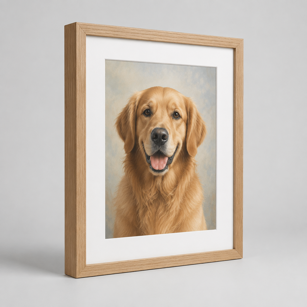 Framed gallery pet portrait printed on archival paper — view 1