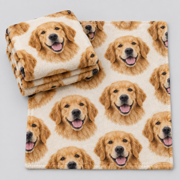 Golden Retriever Fleece Blanket - Light Gray Background