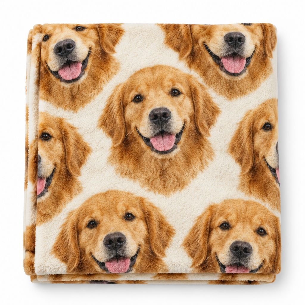 Golden Retriever Fleece Blanket - White Background