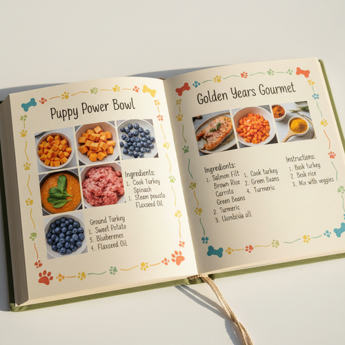 Pet recipe book open pages detail